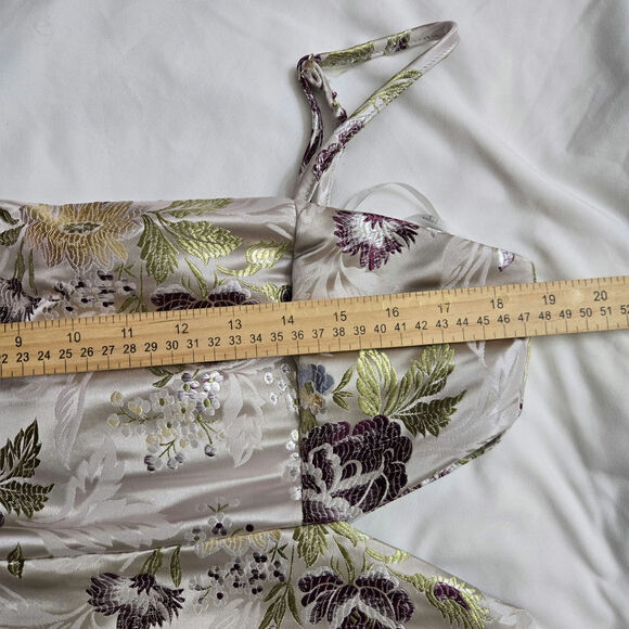 Lulus Cottage Fairy Whimsical Romantic Babydoll Satin Floral Jacquard Mini XL - Picture 10 of 11